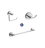COMBO ACC BAÑO INOX 3PZAS TOALLERO PERCHERO PAPELERA