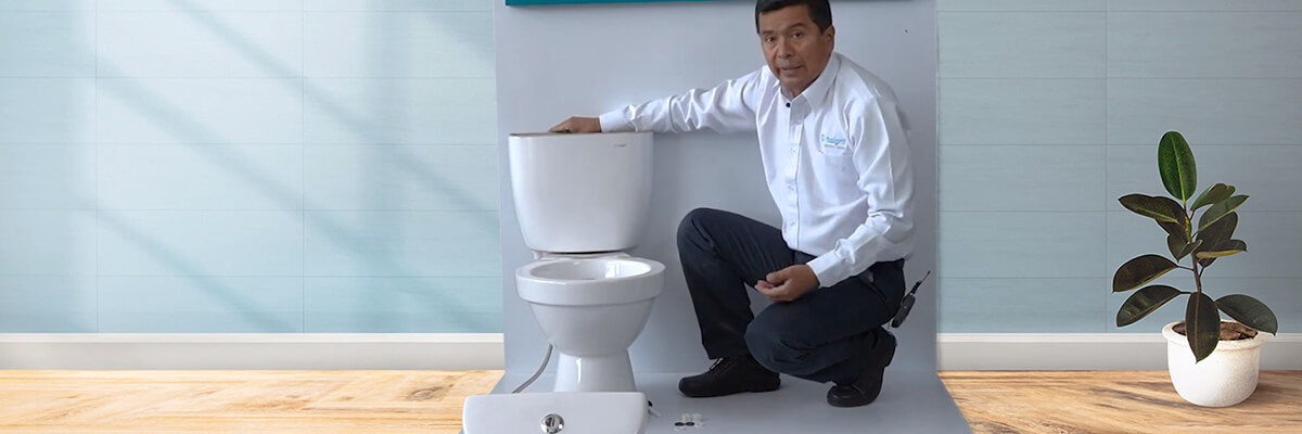 Colocar el inodoro encima del anillo de cera.